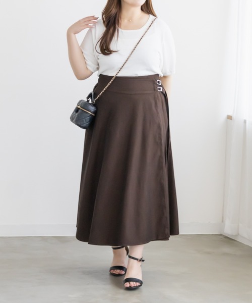 CLETTE(クレット)の「CLETTEオリジナルダブルベルトラップ風スカート(スカート・レディース・ブラウン/イエロー/チャコールグレー・LL/4L/3L)」の18枚目の写真