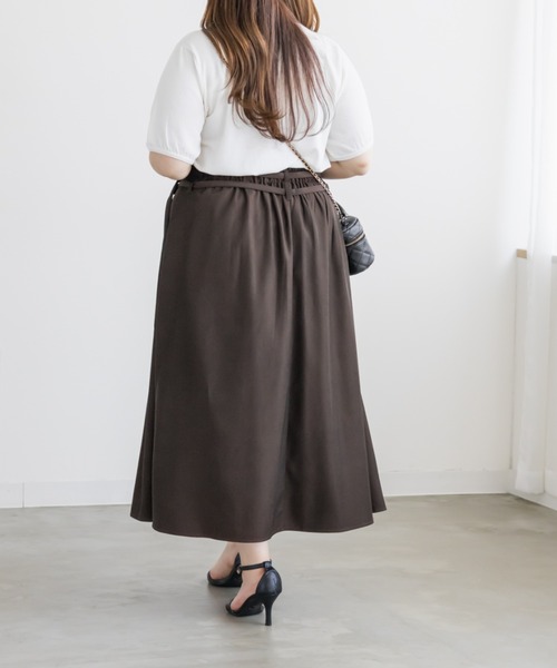 CLETTE(クレット)の「CLETTEオリジナルダブルベルトラップ風スカート(スカート・レディース・ブラウン/イエロー/チャコールグレー・LL/4L/3L)」の20枚目の写真