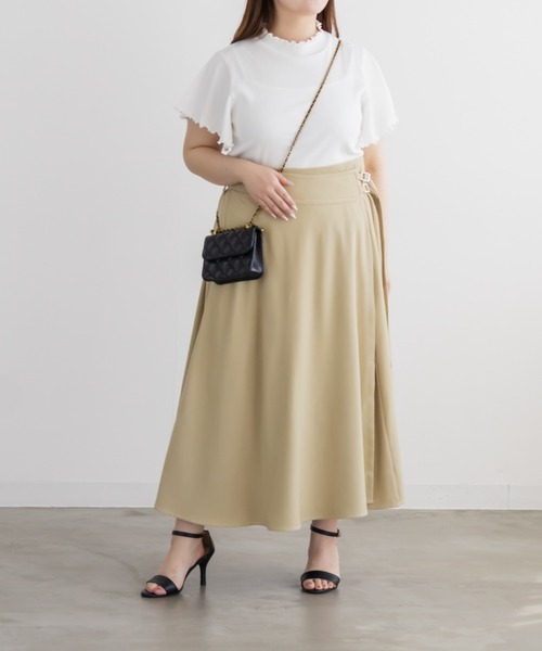 CLETTE(クレット)の「CLETTEオリジナルダブルベルトラップ風スカート(スカート・レディース・ブラウン/イエロー/チャコールグレー・LL/4L/3L)」の22枚目の写真