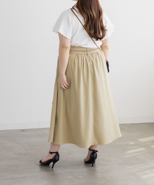 CLETTE(クレット)の「CLETTEオリジナルダブルベルトラップ風スカート(スカート・レディース・ブラウン/イエロー/チャコールグレー・LL/4L/3L)」の4枚目の写真