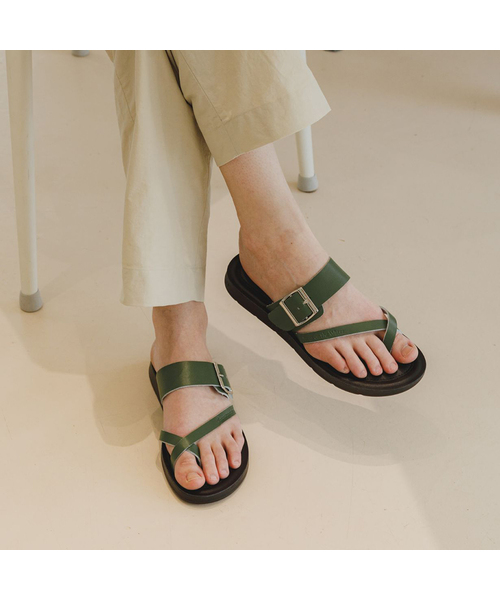 JESUS ON THE WATER（ジーザスオンザウォーター）の「JESUS SANDAL Lod 牛革ストラップサンダル2cm -JOW106 (6色)（サンダル・レディース・オフホワイト/シルバー/グリーン/ワインレッド/キャメル/ブラック・23.5cm/24cm/24.5cm/25cm/25.5cm/23cm）」の3枚目の写真