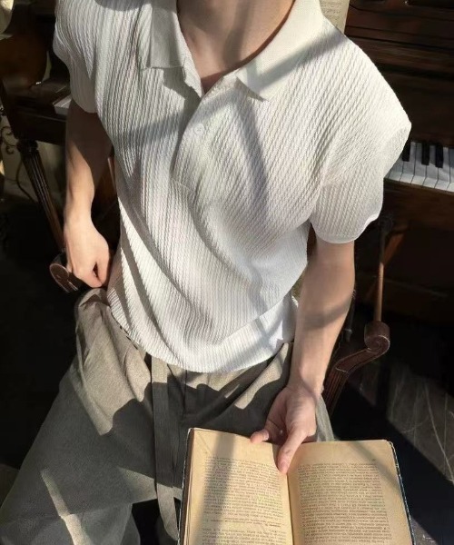Ritzy(リッツィー)の「シャーリング立体メッシュ半袖ポロシャツ(Tシャツ/カットソー・レディース・ブラック/ホワイト・M/L)」の10枚目の写真