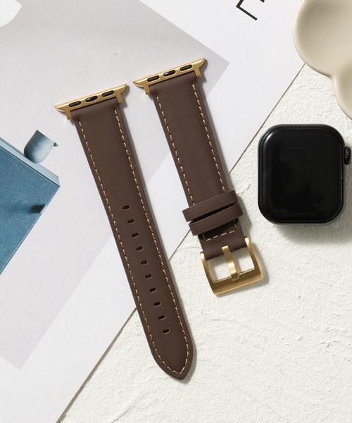 emonique(エモニーク)の「PUレザー アップルウォッチバンド Apple Watch バンド【38mm/40mm/41mm 対応】(デジタル腕時計・メンズ・ブラック/ピンク/オレンジ/ホワイト/ブラウン・38)」の3枚目の写真