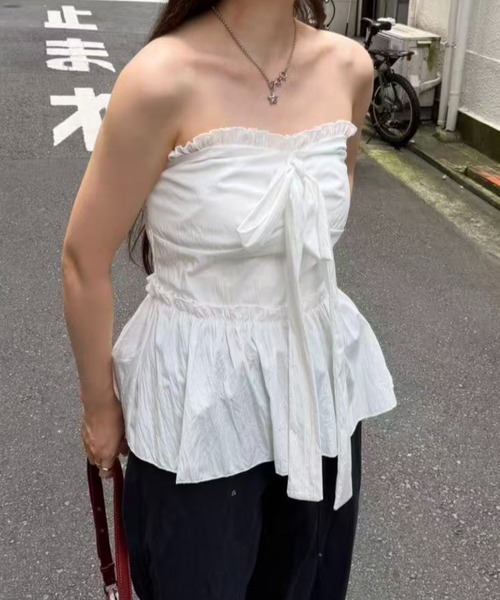 mebole(メボレ)の「front ribbon bare top(その他トップス・レディース・ホワイト・FREE)」の12枚目の写真