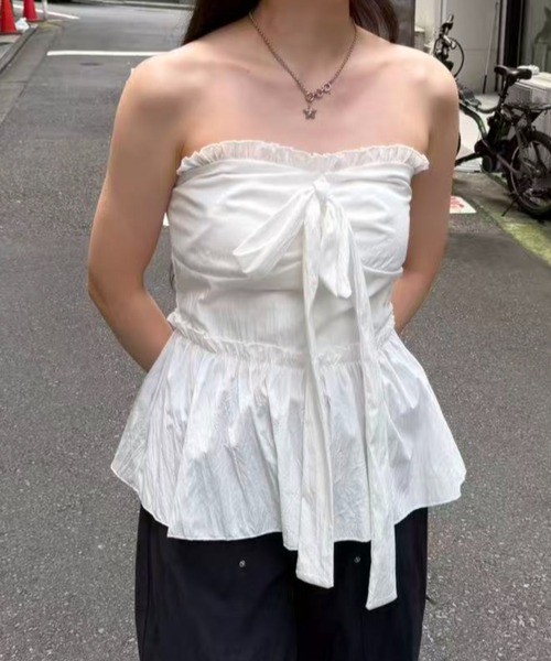mebole(メボレ)の「front ribbon bare top(その他トップス・レディース・ホワイト・FREE)」の13枚目の写真