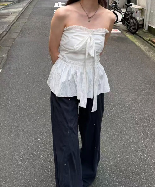 mebole(メボレ)の「front ribbon bare top(その他トップス・レディース・ホワイト・FREE)」の14枚目の写真