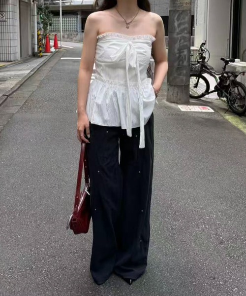 mebole(メボレ)の「front ribbon bare top(その他トップス・レディース・ホワイト・FREE)」の18枚目の写真