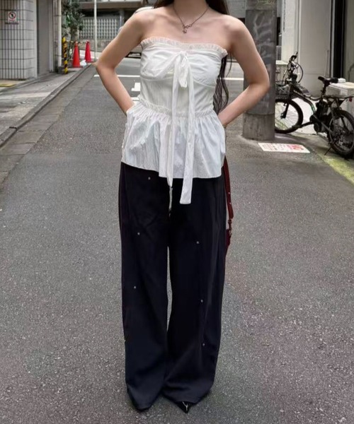 mebole(メボレ)の「front ribbon bare top(その他トップス・レディース・ホワイト・FREE)」の19枚目の写真