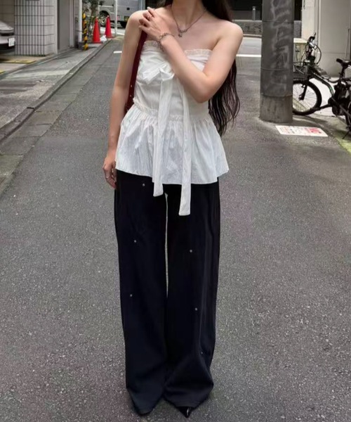 mebole(メボレ)の「front ribbon bare top(その他トップス・レディース・ホワイト・FREE)」の20枚目の写真