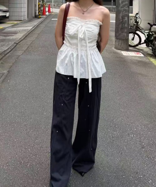 mebole(メボレ)の「front ribbon bare top(その他トップス・レディース・ホワイト・FREE)」の21枚目の写真