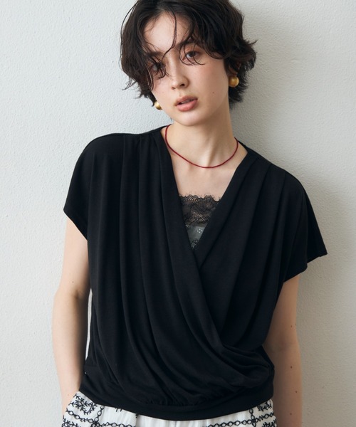 Trish（トリッシュ）の「レースカシュクールプルオーバー（Tシャツ/カットソー・レディース・ブラック/ホワイト・MEDIUM）」の2枚目の写真