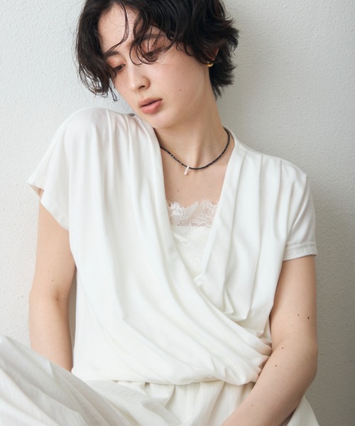 Trish（トリッシュ）の「レースカシュクールプルオーバー（Tシャツ/カットソー・レディース・ブラック/ホワイト・MEDIUM）」の5枚目の写真