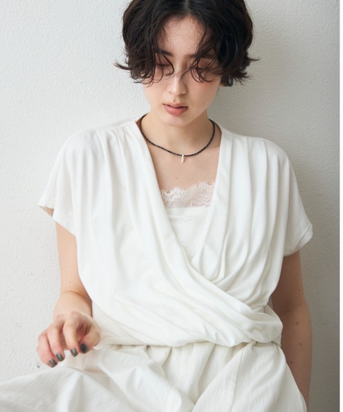 Trish（トリッシュ）の「レースカシュクールプルオーバー（Tシャツ/カットソー・レディース・ブラック/ホワイト・MEDIUM）」の6枚目の写真