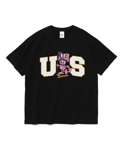 BERNI(ベルニ)の「アメリカロゴ半袖Tシャツ(ブラック)(Tシャツ/カットソー・レディース・その他・SMALL/MEDIUM/LARGE/X-LARGE/2XL)」の1枚目の写真