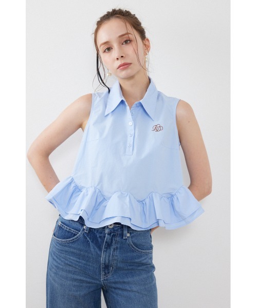 rienda(リエンダ)の「ノースリーブボリュームフリルヘムブラウス 夏服(シャツ/ブラウス・レディース・その他2/マルチ/ブルー・SMALL/MEDIUM)」の2枚目の写真