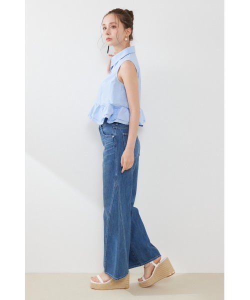 rienda(リエンダ)の「ノースリーブボリュームフリルヘムブラウス 夏服(シャツ/ブラウス・レディース・その他2/マルチ/ブルー・SMALL/MEDIUM)」の5枚目の写真