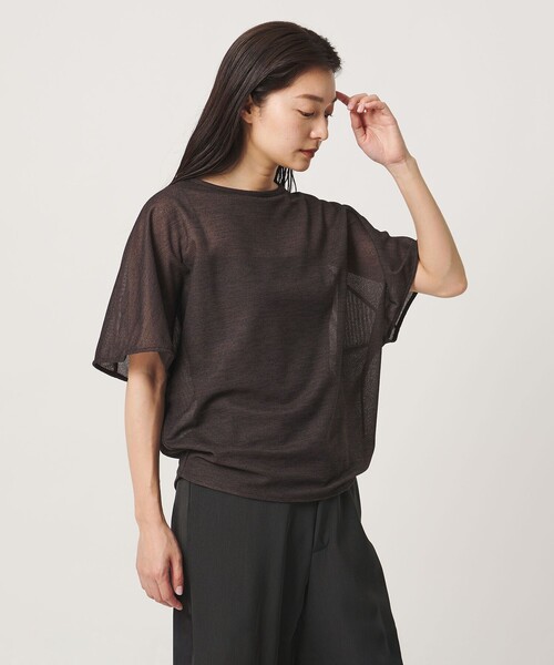 MARW UNITED ARROWS(マルゥ ユナイテッドアローズ)の「<MARW UNITED ARROWS>リネンライク シアー プルオーバー(Tシャツ/カットソー・レディース・ダークブラウン/ホワイト/ネイビー・FREE)」の2枚目の写真