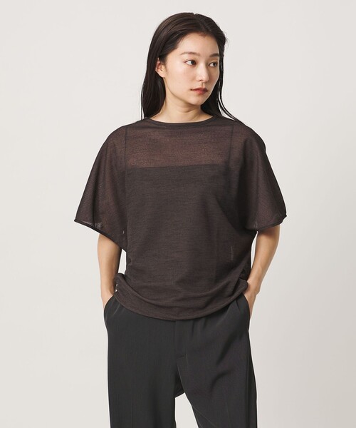 MARW UNITED ARROWS(マルゥ ユナイテッドアローズ)の「<MARW UNITED ARROWS>リネンライク シアー プルオーバー(Tシャツ/カットソー・レディース・ダークブラウン/ホワイト/ネイビー・FREE)」の4枚目の写真