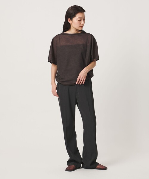MARW UNITED ARROWS(マルゥ ユナイテッドアローズ)の「<MARW UNITED ARROWS>リネンライク シアー プルオーバー(Tシャツ/カットソー・レディース・ダークブラウン/ホワイト/ネイビー・FREE)」の5枚目の写真