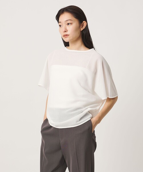 MARW UNITED ARROWS(マルゥ ユナイテッドアローズ)の「<MARW UNITED ARROWS>リネンライク シアー プルオーバー(Tシャツ/カットソー・レディース・ダークブラウン/ホワイト/ネイビー・FREE)」の6枚目の写真