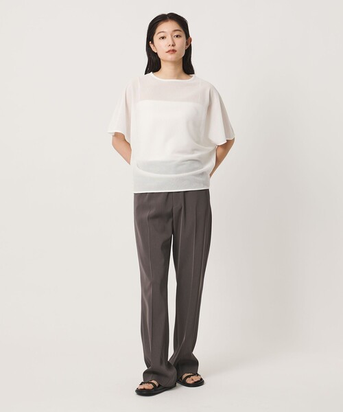 MARW UNITED ARROWS(マルゥ ユナイテッドアローズ)の「<MARW UNITED ARROWS>リネンライク シアー プルオーバー(Tシャツ/カットソー・レディース・ダークブラウン/ホワイト/ネイビー・FREE)」の7枚目の写真