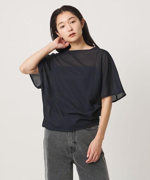 MARW UNITED ARROWS(マルゥ ユナイテッドアローズ)の「<MARW UNITED ARROWS>リネンライク シアー プルオーバー(Tシャツ/カットソー・レディース・ダークブラウン/ホワイト/ネイビー・FREE)」の9枚目の写真