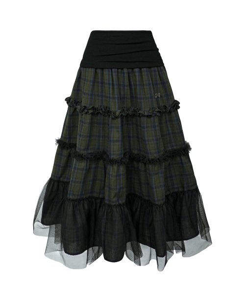 MIRECO(ミレコ)の「FOLDED CHECK FRILL MESH SK KHAKI(スカート・レディース・その他・FREE)」の4枚目の写真