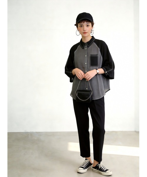 Sew loop(ソーループ)の「美脚センタープレススリムテーパードパンツ(スラックス・レディース・カーキブラウン/ベージュ/ネイビー/ブラック・M/S/L)」の12枚目の写真