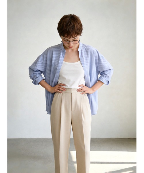 Sew loop(ソーループ)の「美脚センタープレススリムテーパードパンツ(スラックス・レディース・カーキブラウン/ベージュ/ネイビー/ブラック・M/S/L)」の8枚目の写真