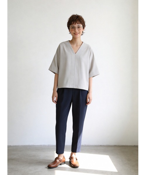 Sew loop(ソーループ)の「美脚センタープレススリムテーパードパンツ(スラックス・レディース・カーキブラウン/ベージュ/ネイビー/ブラック・M/S/L)」の21枚目の写真