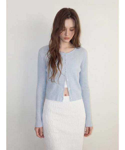 ETMON(エトモン)の「Linen Round Cardigan, Light Blue(カーディガン/ボレロ・レディース・その他・F)」の1枚目の写真