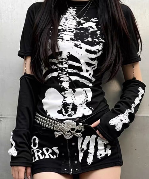 SILVER BULLET（シルバーバレット）の「『NOVESSEL/ノベセル』【3Way】骨デザイン セパレートトップス 【CN】（Tシャツ/カットソー・レディース・ブラック・M/S）」の4枚目の写真