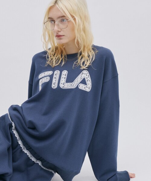 FILA(フィラ)の「【 FILA 別注 】レースドッキング裏毛クルースウェット(スウェット・レディース・ネイビー/グレー・LARGE/MEDIUM)」の8枚目の写真
