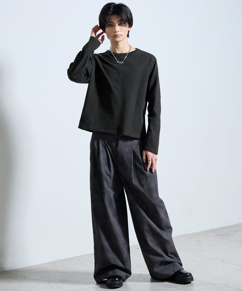 SERACE（セラス）の「【SERACE】BASIC COMPACT U-NECK LONG SLEEVE T-SHIRT / ベーシックコンパクトUネックロンT（Tシャツ/カットソー・メンズ・ブラック系/ブラック/ホワイト/ホワイト系・S/M/L）」の5枚目の写真