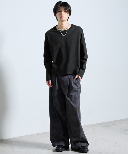 SERACE（セラス）の「【SERACE】BASIC COMPACT U-NECK LONG SLEEVE T-SHIRT / ベーシックコンパクトUネックロンT（Tシャツ/カットソー・メンズ・ブラック系/ブラック/ホワイト/ホワイト系・S/M/L）」の6枚目の写真