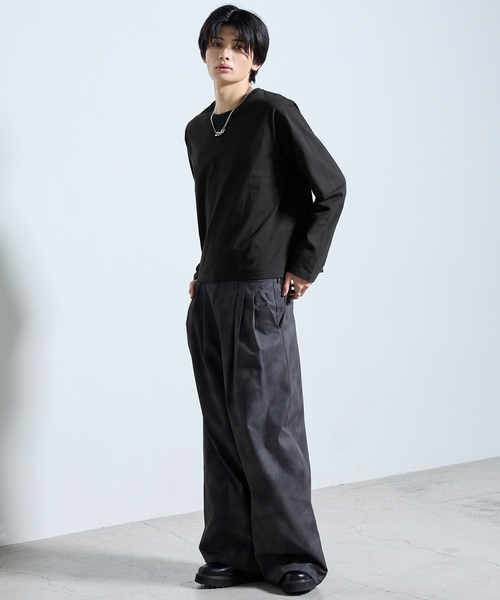 SERACE（セラス）の「【SERACE】BASIC COMPACT U-NECK LONG SLEEVE T-SHIRT / ベーシックコンパクトUネックロンT（Tシャツ/カットソー・メンズ・ブラック系/ブラック/ホワイト/ホワイト系・S/M/L）」の7枚目の写真