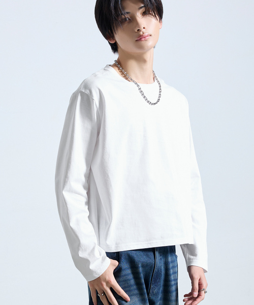 SERACE（セラス）の「【SERACE】BASIC COMPACT U-NECK LONG SLEEVE T-SHIRT / ベーシックコンパクトUネックロンT（Tシャツ/カットソー・メンズ・ブラック系/ブラック/ホワイト/ホワイト系・S/M/L）」の13枚目の写真