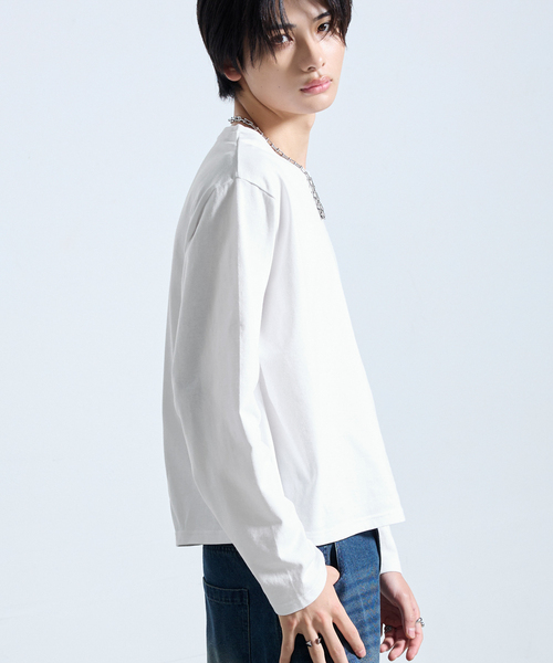 SERACE（セラス）の「【SERACE】BASIC COMPACT U-NECK LONG SLEEVE T-SHIRT / ベーシックコンパクトUネックロンT（Tシャツ/カットソー・メンズ・ブラック系/ブラック/ホワイト/ホワイト系・S/M/L）」の14枚目の写真