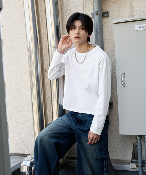SERACE（セラス）の「【SERACE】BASIC COMPACT U-NECK LONG SLEEVE T-SHIRT / ベーシックコンパクトUネックロンT（Tシャツ/カットソー・メンズ・ブラック系/ブラック/ホワイト/ホワイト系・S/M/L）」の17枚目の写真