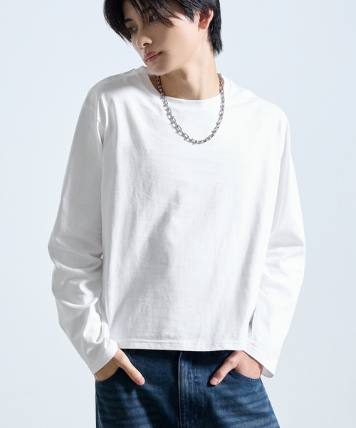 SERACE（セラス）の「【SERACE】BASIC COMPACT U-NECK LONG SLEEVE T-SHIRT / ベーシックコンパクトUネックロンT（Tシャツ/カットソー・メンズ・ブラック系/ブラック/ホワイト/ホワイト系・S/M/L）」の2枚目の写真