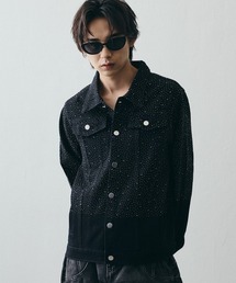 Shoowtime（ショウタイム）の「Rhinestone & Stud Embellished Denim Jacket / ラインストーンスタッズ デザインデニムジャケット（デニムジャケット）」