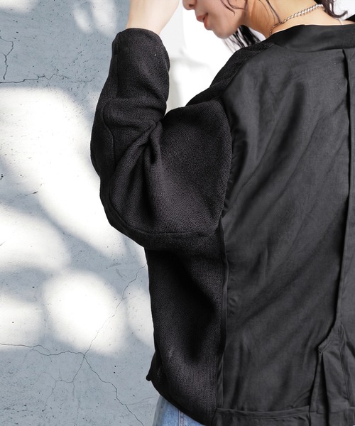 antiqua(アンティカ)の「異素材切り替え ショート丈 ジャケット(その他アウター・レディース・ブラック・ONESIZE)」の6枚目の写真