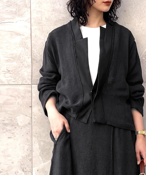 antiqua(アンティカ)の「異素材切り替え ショート丈 ジャケット(その他アウター・レディース・ブラック・ONESIZE)」の13枚目の写真
