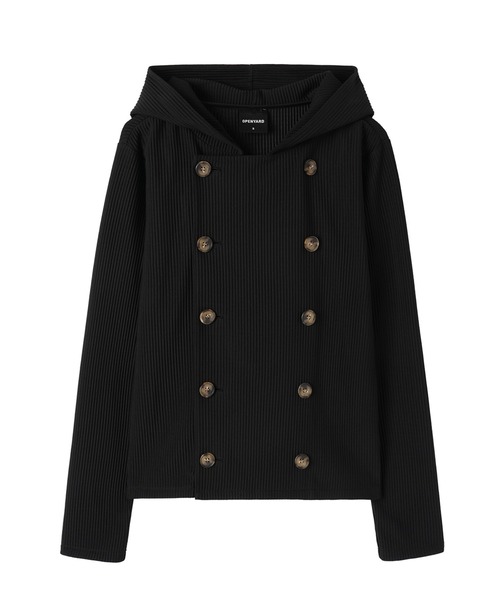 Openyard（オープンヤード）の「『Openyard/オープンヤード』PLEATED WRAP HOODED JACKET/プリーツトラップフーディージャケット（その他アウター・レディース・ブラック・S/M）」の10枚目の写真