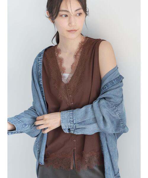 Te chichi(テチチ)の「カットジョーゼットレースベスト(ベスト・レディース・ブラック/ブラウン・F)」の16枚目の写真