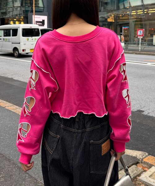 CIAOPANIC(チャオパニック)の「【エルフ×CIAOPANIC】#アゲリボンぶち抜きスウェット(Tシャツ/カットソー・レディース・ピンク・FREE)」の11枚目の写真