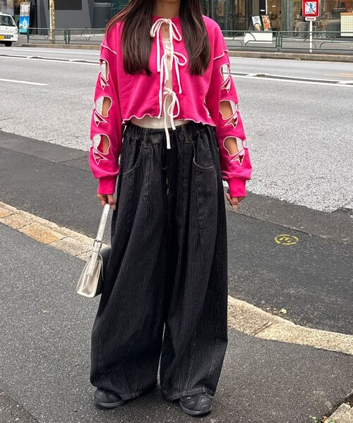 CIAOPANIC(チャオパニック)の「【エルフ×CIAOPANIC】#アゲリボンぶち抜きスウェット(Tシャツ/カットソー・レディース・ピンク・FREE)」の10枚目の写真