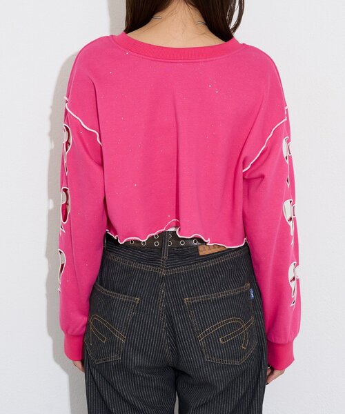 CIAOPANIC(チャオパニック)の「【エルフ×CIAOPANIC】#アゲリボンぶち抜きスウェット(Tシャツ/カットソー・レディース・ピンク・FREE)」の5枚目の写真