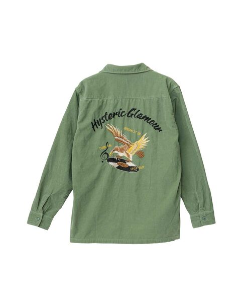 HYSTERIC GLAMOUR（ヒステリックグラマー）の「BREAK IT UP刺繍 オープンカラーシャツ（シャツ/ブラウス・メンズ・グリーン/ブラック/ホワイト・MEDIUM/LARGE/SMALL/X-LARGE）」の3枚目の写真