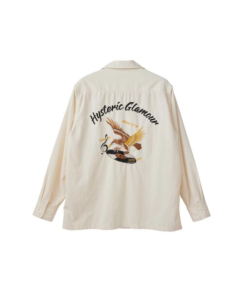 HYSTERIC GLAMOUR（ヒステリックグラマー）の「BREAK IT UP刺繍 オープンカラーシャツ（シャツ/ブラウス・メンズ・グリーン/ブラック/ホワイト・MEDIUM/LARGE/SMALL/X-LARGE）」の4枚目の写真